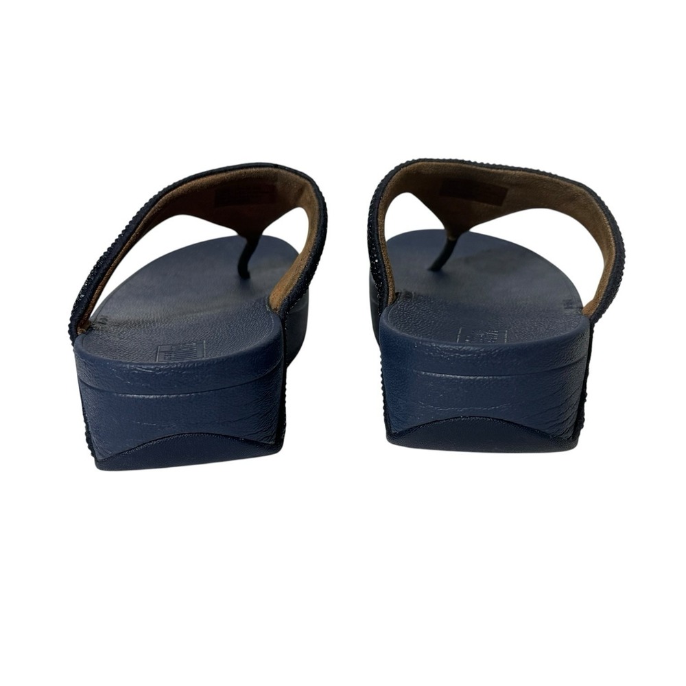 Fitflop Lottie Shimmer Crystals T82-399 Navy Blue Toe Post Thong Womens 7 - Picture 5 of 8